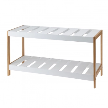 Παπουτσοθήκη 2 Επιπέδων Bamboo-MDF 70x26x36εκ. Natural-White MRShome 0064000