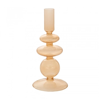 Κηροπήγιο Γυάλινο Μπεζ 9x20εκ. iliadis 87561