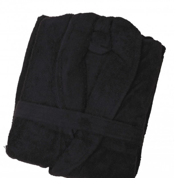 Μπουρνούζι Ενηλίκων Με Γιακά Βαμβακερό Medium Daily Black Sb home