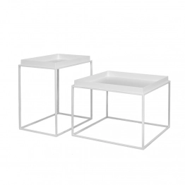 Σετ 2τμχ Τραπεζάκια Σαλονιού Μεταλλικά Λευκά 60x60x40εκ./56x38x54εκ. iliadis 85171