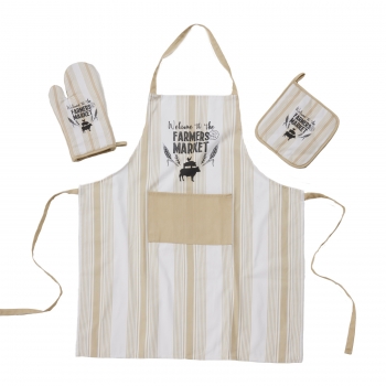 Σετ Κουζίνας 3τμχ Βαμβακερό Kitchen 0864 Ecru Das Home