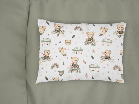 Μαξιλαροθήκη Bebe Βαμβακερή 35x45εκ. Cloudy Bear 581 White-Olive DimCol
