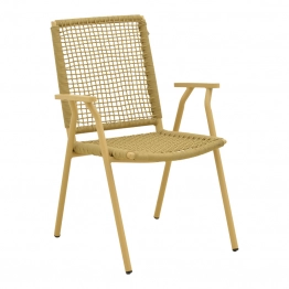 Πολυθρόνα Weave pakoworld στοιβαζόμενη αλουμίνιο-pe σχοινί σε μπεζ απόχρωση 57x63x86εκ