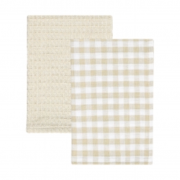 Σετ 2τμχ Πετσέτα Κουζίνας Βαμβακερή 45x65εκ. Casa Μπεζ Estia 01-36003