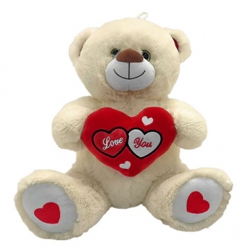 Αρκουδάκι Λούτρινο Εκρού Με Καρδιά 30εκ. ToyMarkt 79-529