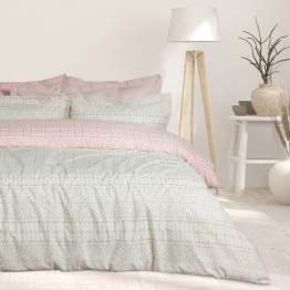 Σετ Σεντόνια Βαμβακερά King 260x280εκ. Happy 9674 Γκρι-Ροζ Das Home