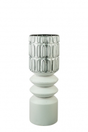 Βάζο Μεταλλικό Ασημί-Λευκό 13,5x13,5x40,5εκ. Zen Collection 24.38.51030