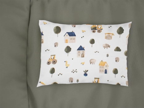 Μαξιλαροθήκη Bebe Φάκελος Βαμβακερή 35x45εκ. Village 579 White-Green DimCol