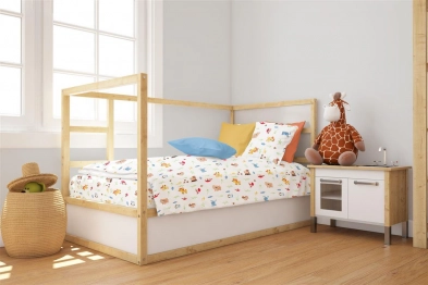 Παπλωματοθήκη Βαμβακερή Κούνιας 120x160εκ. Forest Animals 570 White-Sky Blue DimCol