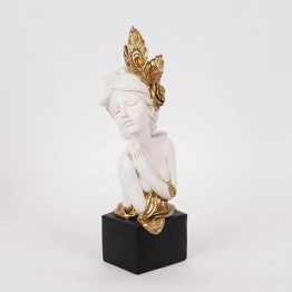 Διακοσμητικό Επιτραπέζιο Γυναίκα Με Λουλούδι Polyresin Λευκό-Χρυσό 12x11x33,5εκ. ESTHETI 752-27200