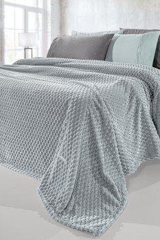 Σετ 2τμχ Κουβέρτα Υπέρδιπλη Velour Fleece 220x240εκ. Με Διακοσμητική Μαξιλαροθήκη Smoothie Silver Guy Laroche