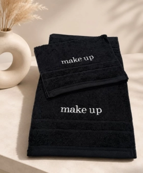 Πετσέτα Βαμβακερή Με Κέντημα Make Up New 30x50εκ.-500gr/m2 Plain Line Black