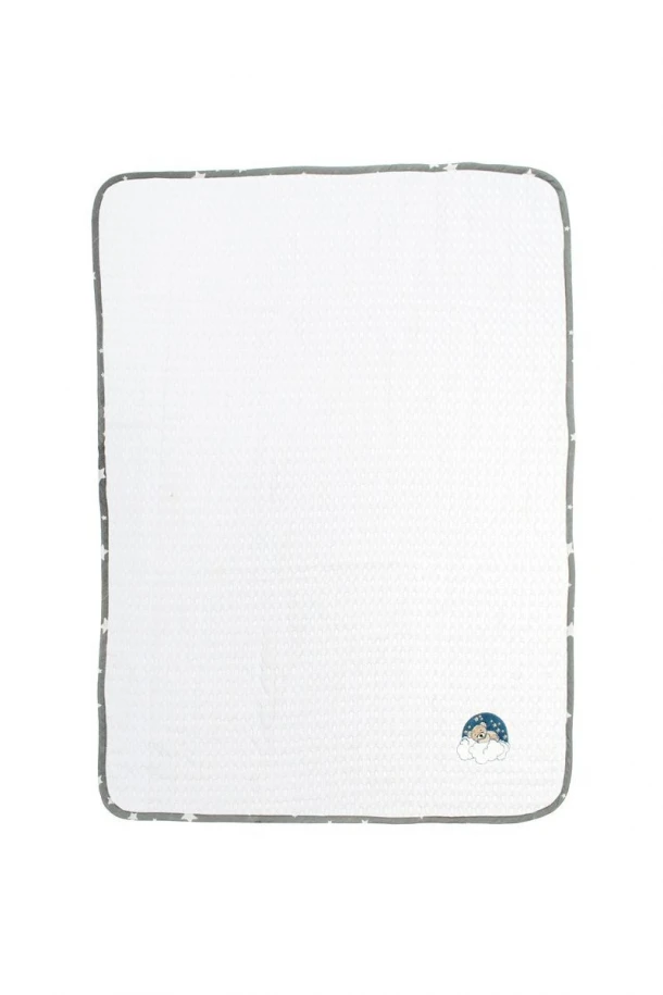 Κουβέρτα Πικέ Λίκνου 80x110εκ. Με Κέντημα Cloudy Bear 176 White-Grey DimCol