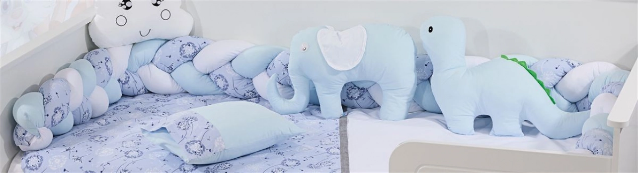 Πάντα Κούνιας Πλεξούδα Polycotton 220εκ. Τρίχρωμη 28 White-Sky Blue DimCol