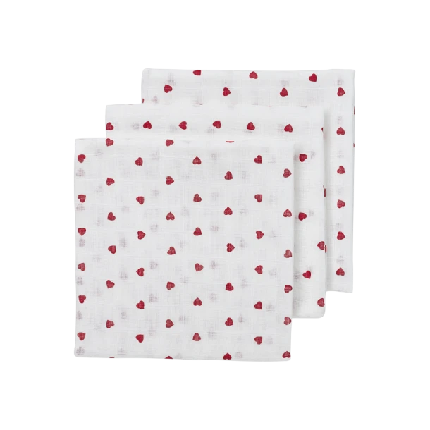 Σετ 3τμχ Απορροφητική Λαβέτα-Μουσελίνα Βαμβακερή Sweet Heart 30x30εκ. Meyco MEY-169.225.69.02.M3