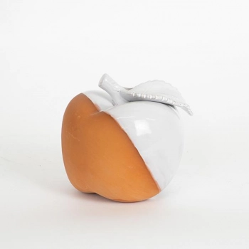 Διακοσμητικό Επιτραπέζιο Μήλο Κεραμικό Τερακότα-Λευκό 11,8x11,8x12εκ. ESTHETI 752-28512