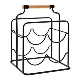 Μπουκαλοθήκη 4 Θέσεων Μεταλλική-Ξύλινη Μαύρη 26x23,5x32εκ. iliadis 88182