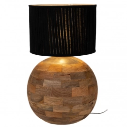 Φωτιστικό Επιτραπέζιο Με Βάση Από Ξύλο Mango Και Μαύρο Καπέλο Φ40εκ./Φ45x71εκ. iliadis 92080