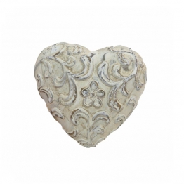 Διακοσμητική Καρδια Πέτρινη Κρεμ-Γκρι-Χρυσό Art Et Lumiere 16,5x14x6εκ. 03749