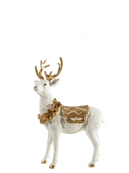 Χριστουγεννιάτικος Διακοσμητικός Τάρανδος Polyester Λευκός-Χρυσός 18x9x26,5εκ. Zen Collection 25.36.51899