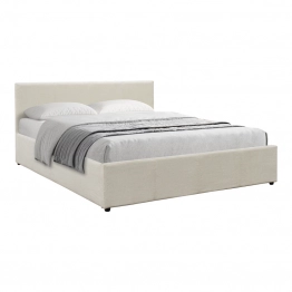 Κρεβάτι Dellia pakoworld με αποθηκευτικό χώρο ύφασμα κρεμ 150x200εκ