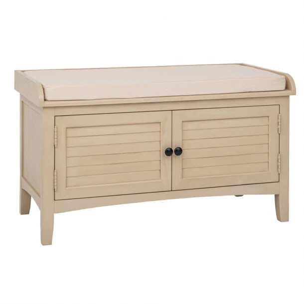 Σκαμπώ Ξύλινο Με 2 Πορτάκια Και Μαξιλάρι Μπεζ 85x40x48εκ. iliadis 92607