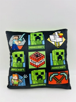 Διακοσμητικό Μαξιλάρι Velboa 38x38εκ. Mojang Minecraft 607 Light Green-Black DimCol