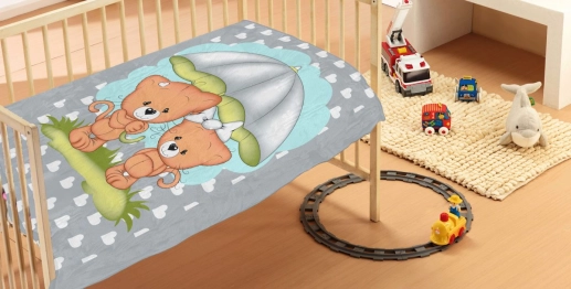 Κουβέρτα Κούνιας Βελουτέ 110x140εκ. Rainy Bears 07 Grey DimCol