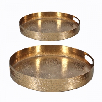 Διακοσμητικός Δίσκος Σετ 2τμχ Μεταλλικός Χρυσός Art Et Lumiere Φ44x6,5εκ.-Φ35x5εκ. 12100