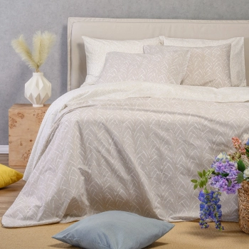 Σετ Σεντόνια Βαμβακερά Μονά 170x270εκ. Coral Light Grey Ultra Line Melinen 20005767