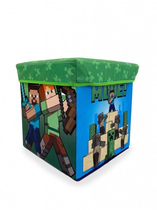Κουτί-Σκαμπό Polyester Mojang Minecraft 28 Green 30x30x30εκ. DimCol
