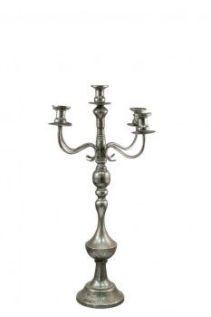 Κηροπήγιο Μεταλλικό Ασημί 38,5x38,5x66εκ. Zen Collection 24.38.51023