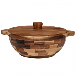 Μπωλ Σερβιρίσματος Ξύλινο Με Καπάκι Καφέ Φ30x38εκ. iliadis 90235