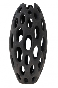 Βάζο Διακοσμητικό Κεραμικό Διάτρητο Ματ Γκρι 20x20x41εκ. Zen Collection 24.25.50196