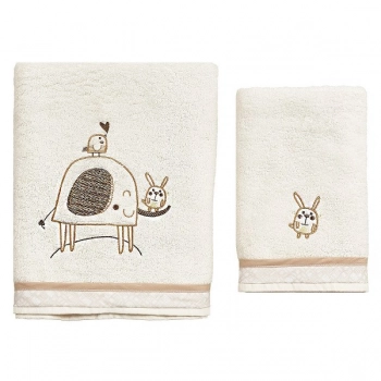 Σετ Πετσέτες 2τμχ Μπεμπέ Βαμβακερές Elephant Εκρού 59023