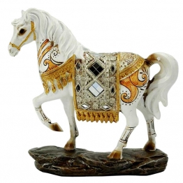 Διακοσμητικό Άλογο Πολυεστερικό Λευκό-Χρυσό Royal Art 19x20εκ. LAN8/42