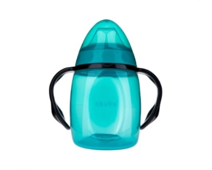 Εκπαιδευτικό Ποτηράκι Με Χερούλια Τυρκουάζ 280ml akuku A0366