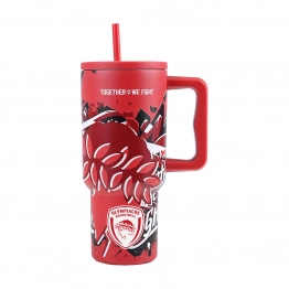 Θερμός Ανοξείδωτος Straw Tumbler XL 14,5x10x22,5εκ.-900ml Olympiacos BC Edition Together We Fight Estia 01-35976