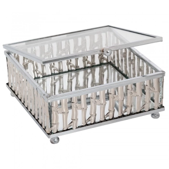 Μπιζουτιέρα Με Καθρέπτη Μεταλλική Ασημί 12x12x5εκ. iliadis 89409