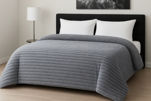 Κουβερτοπάπλωμα Flannel Comfort Διπλό 200x240εκ. Rib Light Grey Le Blanc 7005196-8