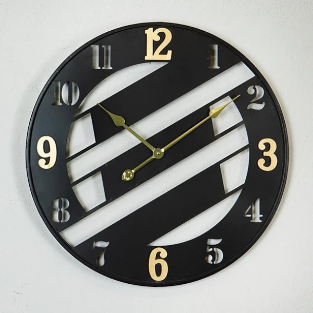 Ρολόι Τοίχου Μεταλλικό Μαύρο-Χρυσό 60x4x60εκ. ESTHETI 753-10021