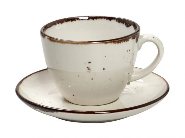 Φλυτζάνι Με Πιατάκι Cappuccino Πορσελάνης 220ml Terra Cream ESPIEL TLK111K6