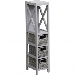 Έπιπλο MDF Με 1 Ράφι & 3 Συρτάρια Γκρι 17x24x82εκ. MRShome 1221000