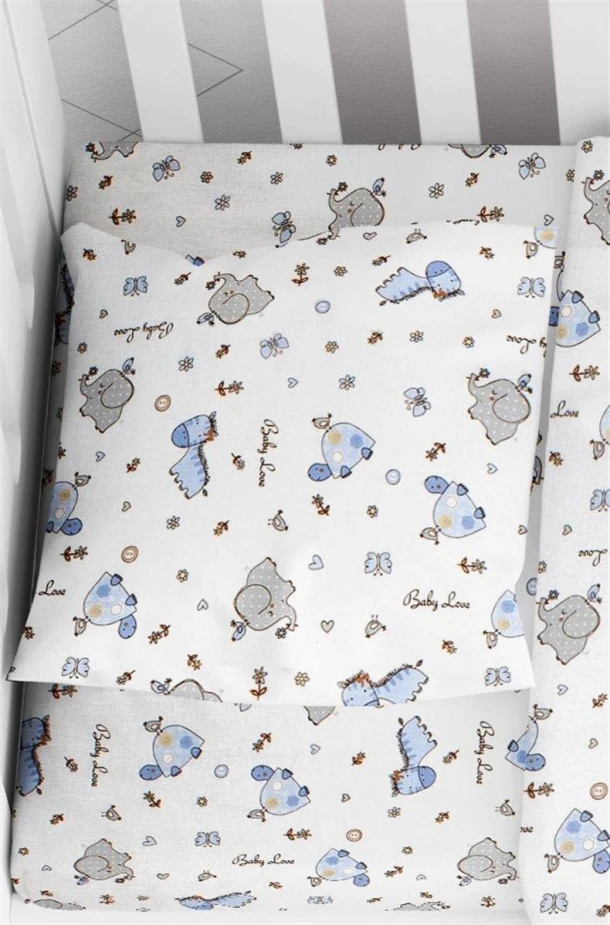 Μαξιλαροθήκη Φανελένια Bebe 35x45εκ. Elephant 074 White-Sky Blue DimCol