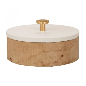 Κουτί Ξύλινο Στρογγυλό Με Λευκό Καπάκι 14x8εκ. iliadis 88982