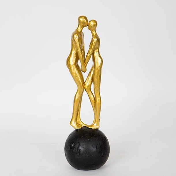 Διακοσμητική Επιτραπέζια Φιγούρα Ζευγάρι Polyresin Χρυσό-Μαύρο 9,5x9,5x31,5εκ. ESTHETI 752-27088