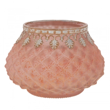 Κηροπήγιο Για Ρεσώ Γυάλινο-Μεταλλικό Ροζ 11,5x8εκ. iliadis 92578