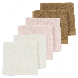 Σετ 6τμχ Λαβέτα Βαμβακερή 30x30εκ. Offwhite-Soft Pink-Toffee Meyco MEY-611681
