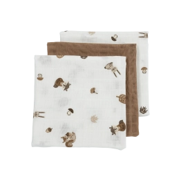Σετ 3τμχ Απορροφητική Λαβέτα-Μουσελίνα Βαμβακερή Forest Animals Toffee 30x30εκ. Meyco MEY-152.AD.BW.02.M3
