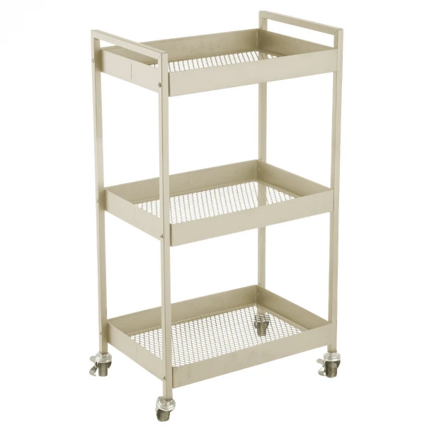 Τρόλεϊ Αποθήκευσης 3 Θέσεων Μεταλλικό Ιβουάρ Με Ροδάκια 43,5x30,5x79,5εκ. Modus Estia 01-39721